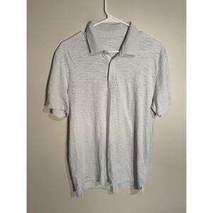VINCE Men's Sky Blue Classic Slub Cotton Polo Shirt M